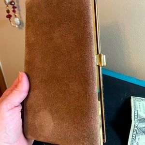 Shirl Miller suede leather clutch purse